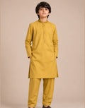 Boys Mustard Yellow Embroidered Kurta Shalwar — Harisan Wear