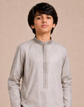 Boys Silver Grey Embroidered Kurta Shalwar — Harisan Wear