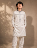Boys Pearl Grey Embroidered Kurta Shalwar — Harisan Wear