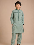 Boys Sage Green Embroidered Kurta Shalwar — Harisan Wear