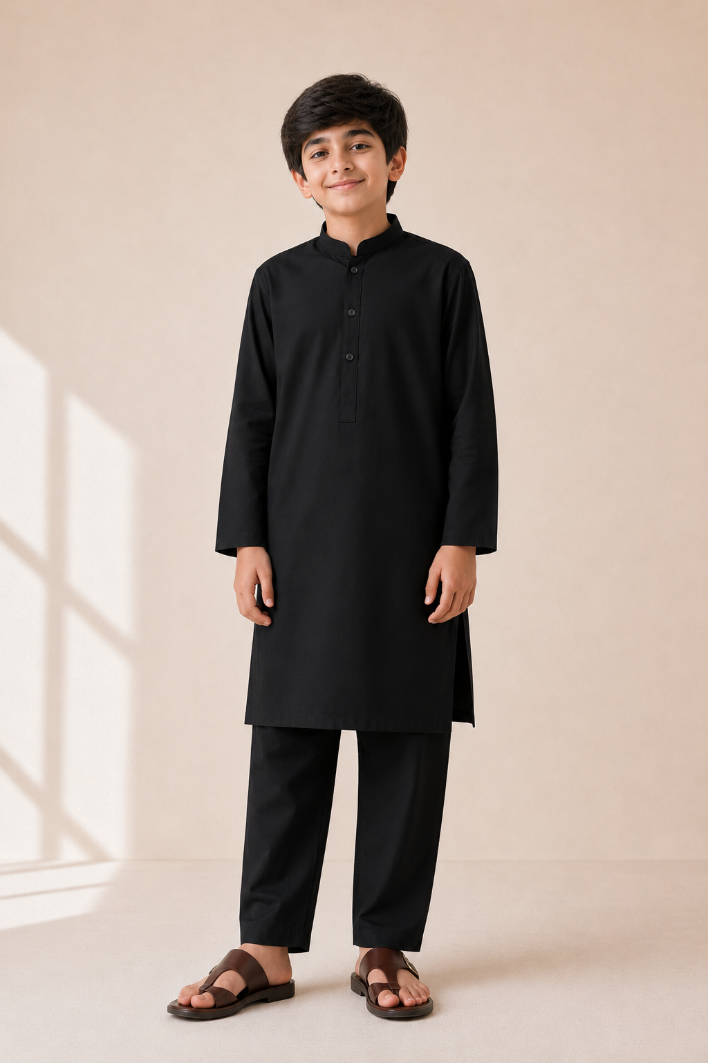 Boys Washing Wear Kurta Shalwar – Black