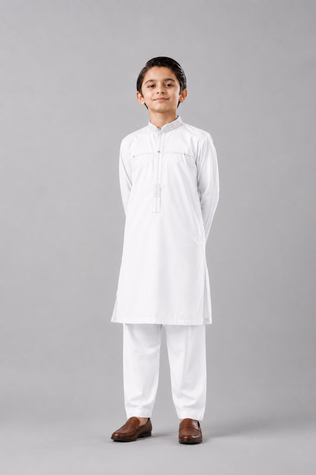 Boys White Kurta Shalwar — Wash n Wear Eid Classic