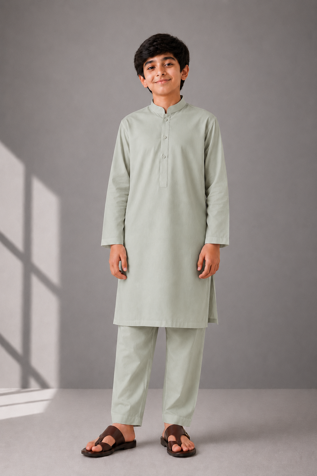 Boys Washing Wear Kurta Shalwar – Sage Green