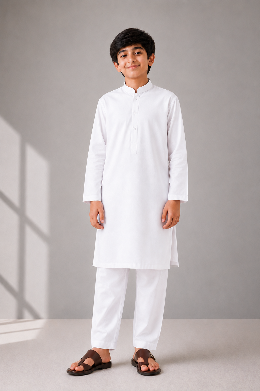 Boys Washing Wear Kurta Shalwar – White