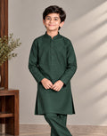 Boys Bottle Green Royal Silk Kurta Shalwar — Harisan Wear
