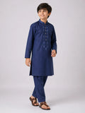 Boys Navy Blue Embroidered Kameez Shalwar — Cotton Lawn Eid